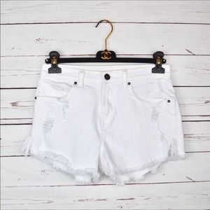 VS Hi-rise Frayed White Denim/ Jean Shorts